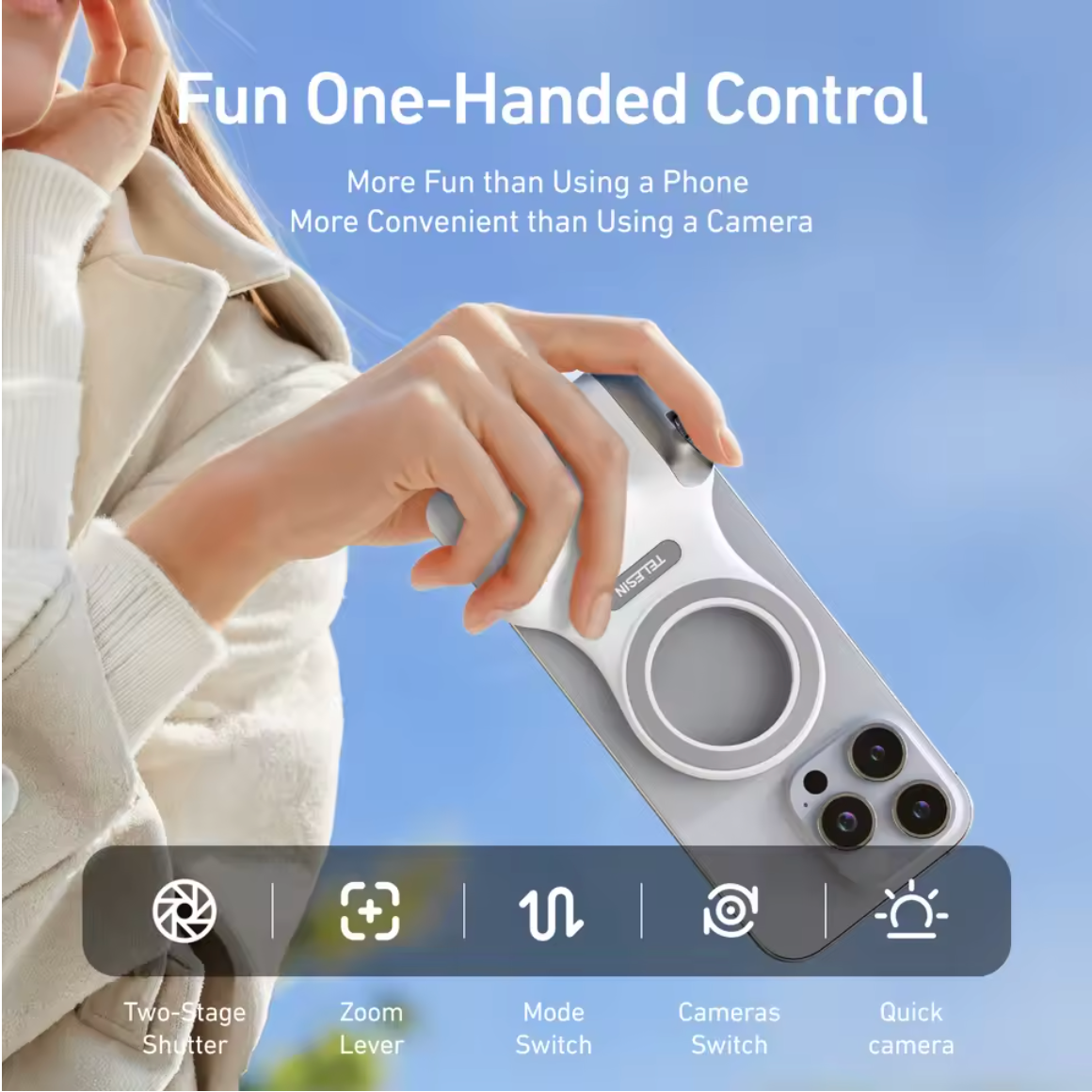 TELESIN Magnetic Phone Camera Shoot Hand for IOS & Android Phone