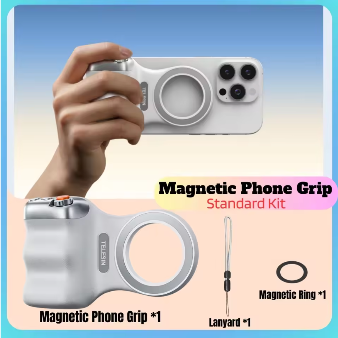 TELESIN Magnetic Phone Camera Shoot Hand for IOS & Android Phone